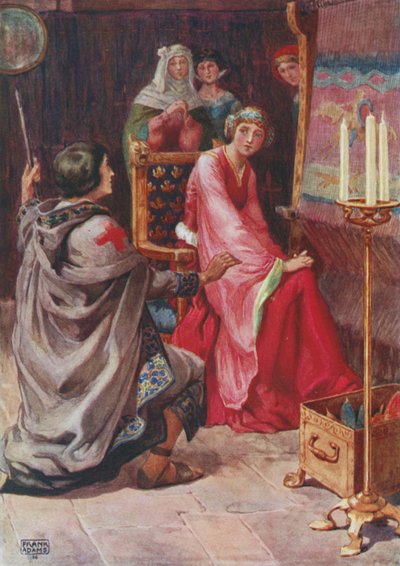 De Pelgrim en de Koningin, uit De Staf en het Schrift door Dante G Rossetti door Frank Adams